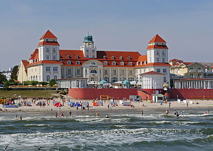 Rügen, Binz, Kurhaus, Baltijos jūros, paplūdimys, plaukti, naršyti