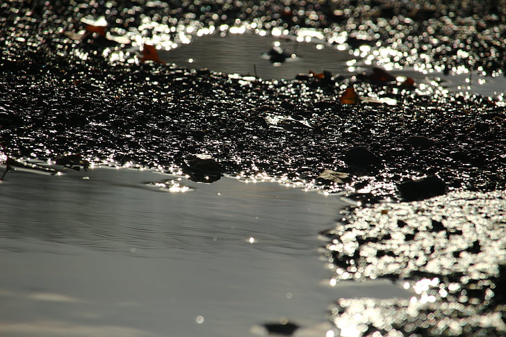 water, gravel, pebble, stones, mirroring, puddle, pebbles