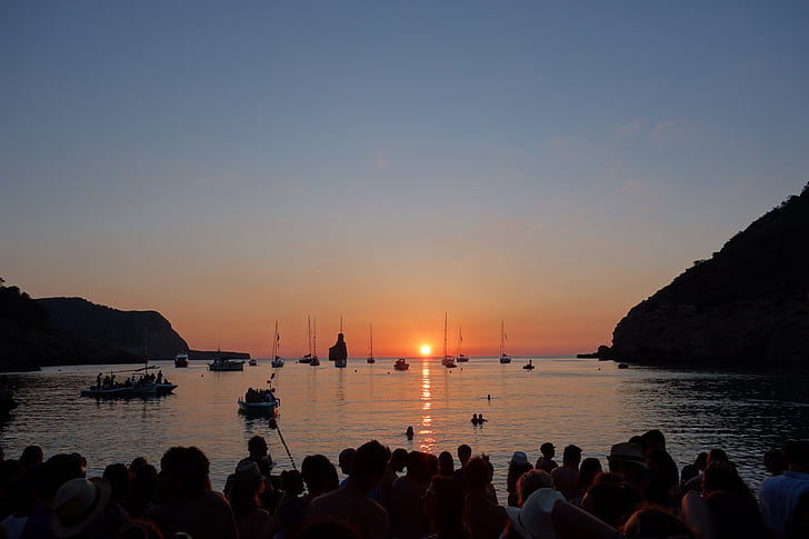 Cala benirras, Ibiza, solnedgång, havet, Balearerna, Medelhavet, Spanien