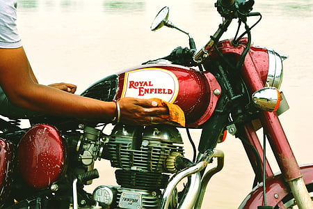 Bike, Royal, Enfield, Rider, Cestovanie, cestovný ruch, červená