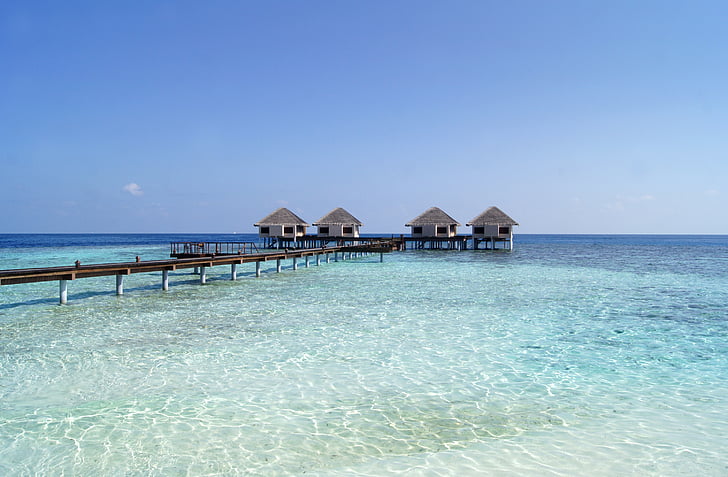 Malediven, Strand, Urlaub, Meer, Sand, Wasser, Blau