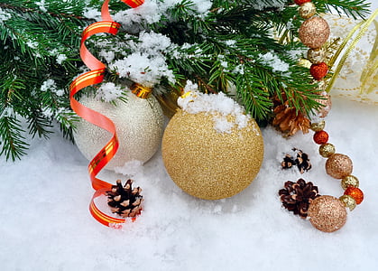 achtergrond, ballen, Kerst, koude, december, decor, decoratie