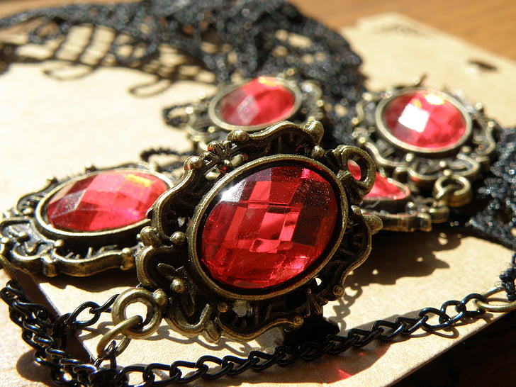 jewel, stone, red, medallion, gothic, gold