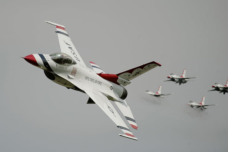 air show, thunderbirds, formation, military, aircraft, jets, plane