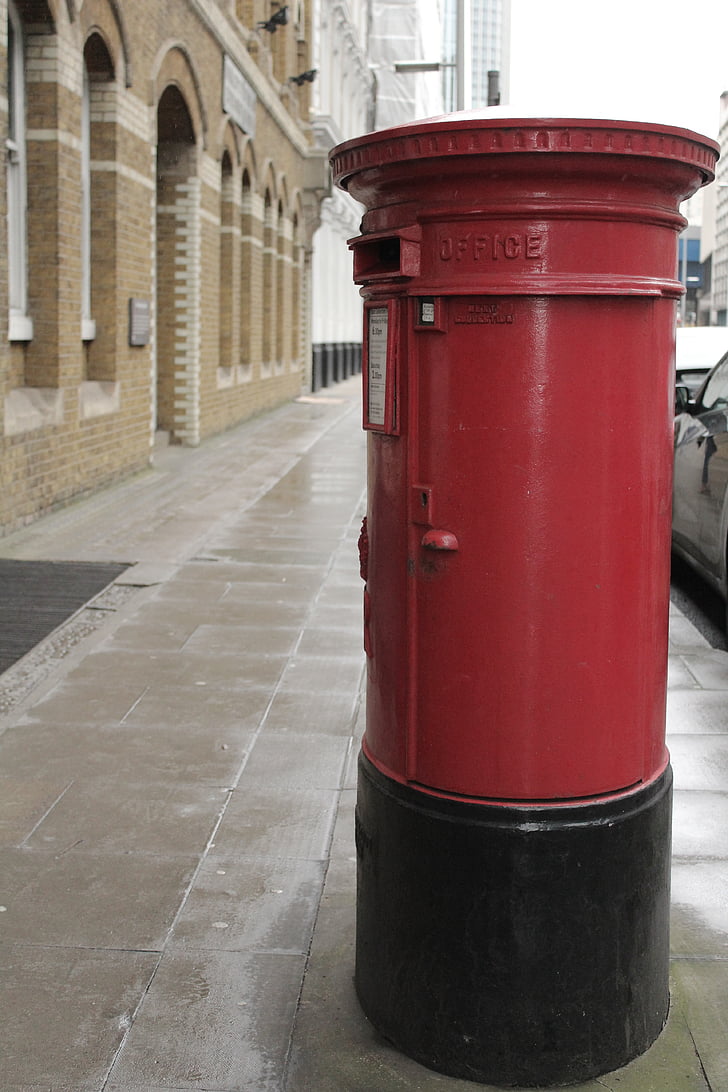 piros, Post box, angol, ikon