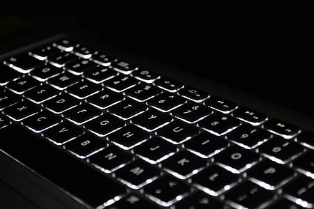 klávesnica, Apple, MacBook, Pro, svetlo, biela, čierna