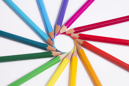 pencils, colors, pastels, rainbow, drawing, artistic, art