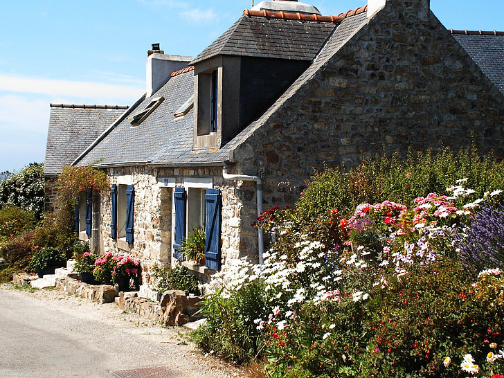 Cottage, Brittany, Francia, tradizionale, finistre, Crozon, caratteristico