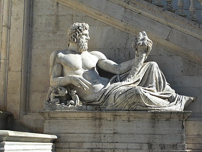 Piazza del campidoglio, Statue, Denkmal, eine, liegen, Rom, Italien