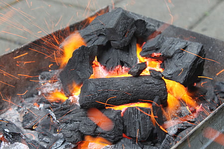 Grill, feu, charbon de bois, flamme, Mehran b, manghal