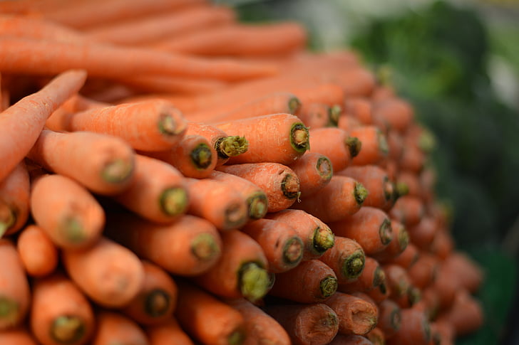крупным планом, Фото, Ворс, оранжевый, морковь, овощи, питание