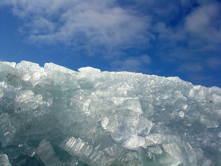 lód, kry, mrożone, ice półka, niebieski, niebo, chmury