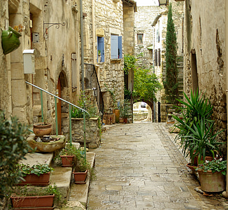 lane, medieval village, pavers, arcade, street, house, alley