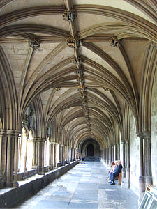 cloisters, architecture, vanishing point, church, old, religion, monastery