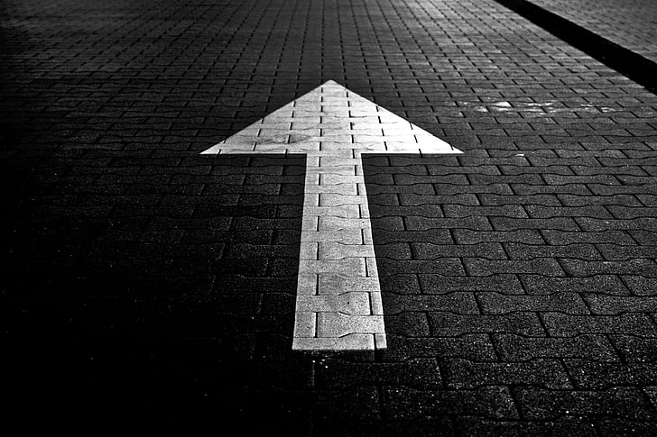 ahead, arrow, change, forward, road, sign, straight