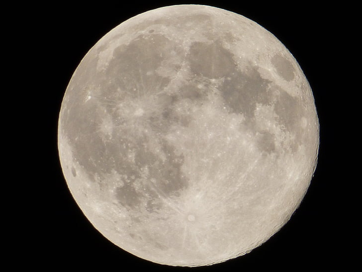 Moon, täielik, tume, Sulgege, ere, pind, kraater