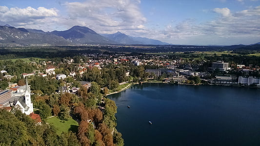 Slovenien, Bled, Castle, søen, rejse, vand, Mountain