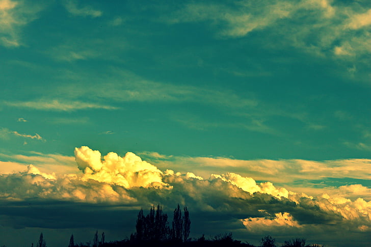 felhők, felhő, Sky, táj, kék