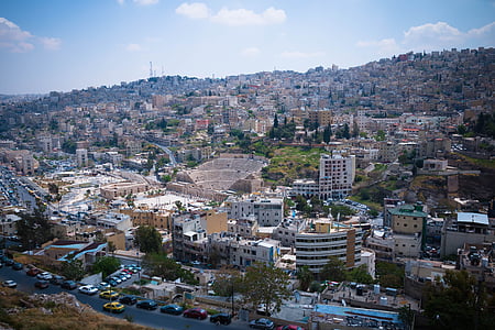 Jordánia, épületek, utazás, építészet, közel, keleti, ősi
