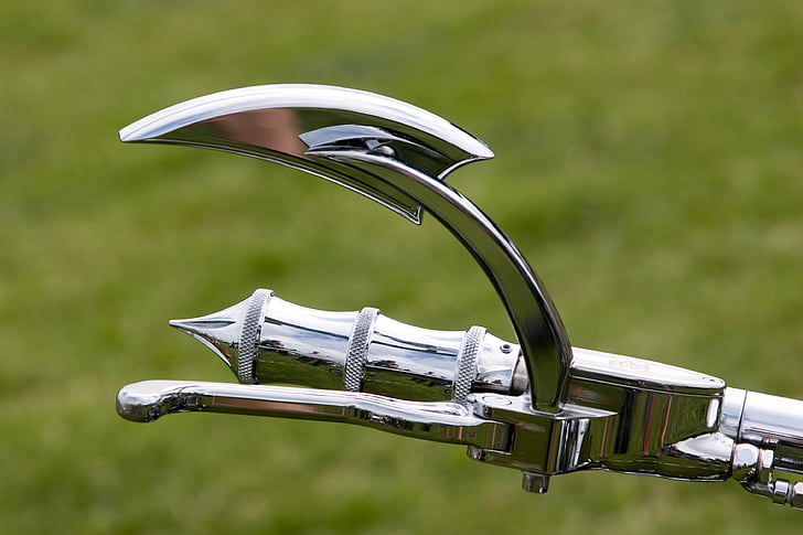chrome, motorcycle, handlebar, gothic design, metal, shiny, faucet