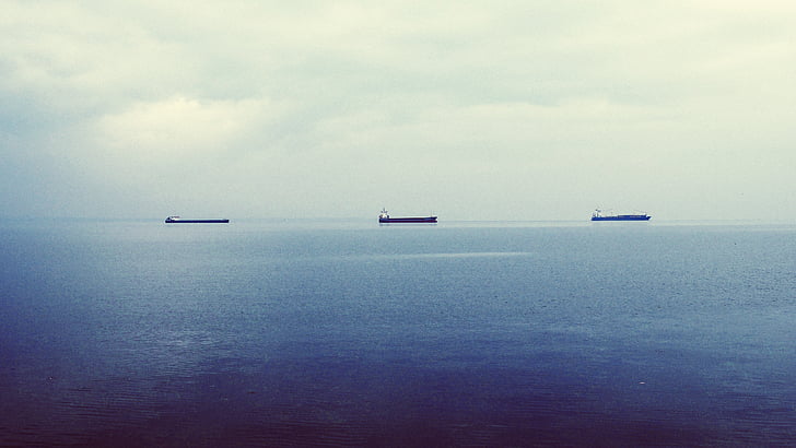 Barche, navi container, Grecia, Porto, orizzonte, oceano, porta