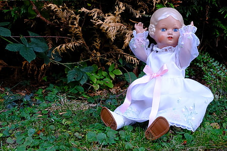 doll, festive, sitting, nature, child, baby, cute