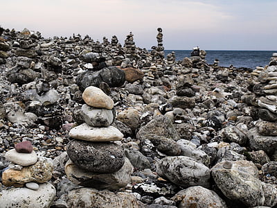 Pebble beach, havet, stenar, Pyramid, tornet, Pebble, Rock - objekt
