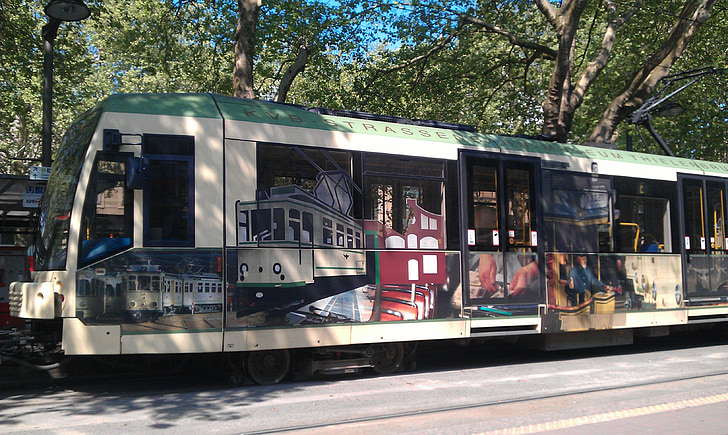 tram, advertising, tramway museum, cologne, means of transport, rail vehicle
