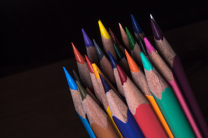 bút chì màu, chốt gỗ, bút, đầy màu sắc, màu sắc, Sơn, trường học