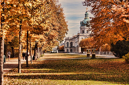 Castello charlottenburg, Parco del castello, Berlino, autunno, Schlossgarten, Castello, Parco
