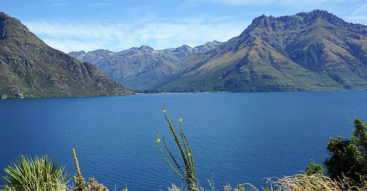Lake wakatipu, Új-Zéland, déli-sziget, tó, hegyek, táj, hegyi