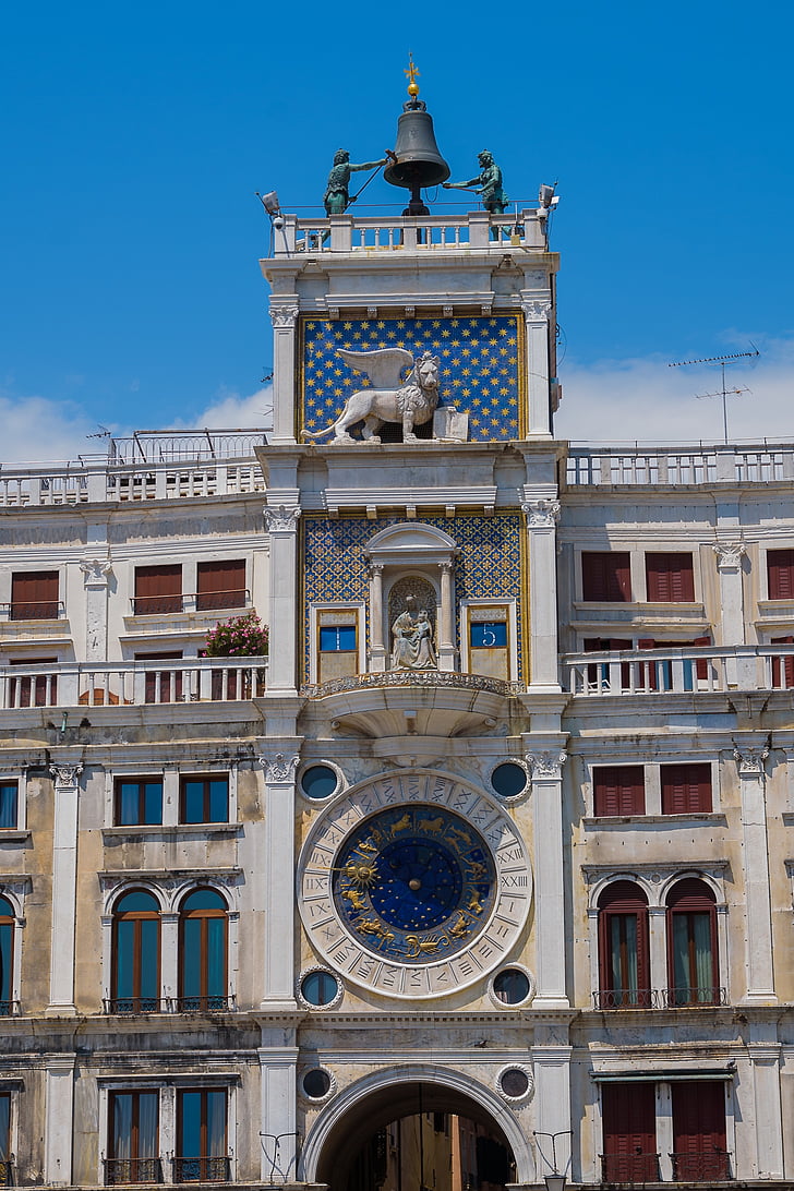 Venedig, klocka, hus, arkitektur, berömda place, Europa, Italien
