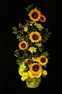 saulespuķes, puķe, dzeltena, daba, vasaras, krāsas, augi