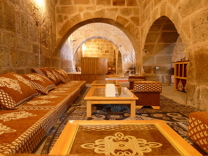 Caravanserai, Hostel, orientalski, notranjost, dnevna soba, sedežno garnituro, asırlık selçuklu hanı