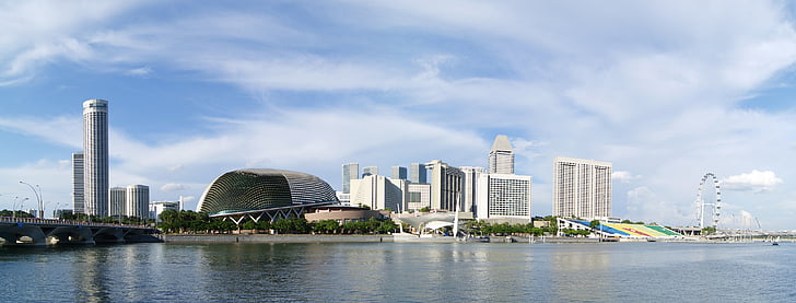 Марина център, Сингапур, Даунтаун, архитектура, вода, град, Skyline