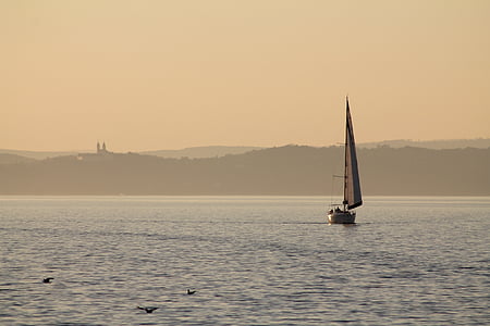 l'aigua, Lago Balatón, Tihany, vaixell, vaixell nàutica, veler, vela