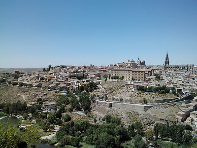 Toledo, Spanyolország, építészet, panorámás, történelmi épületek, város