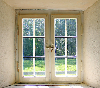 窗口, 木材, 木窗, 窗台, 古董, 老, 怀旧