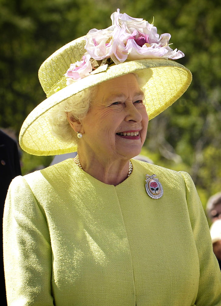 Королева, Англия, Елизавета ii, Портрет, женщина, шляпа, люди