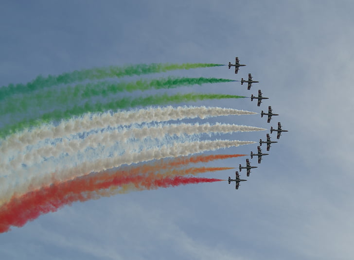 Frecce tricolori, Włochy, Airshow, pływające, powietrza pojazdu, samolot, siły powietrzne