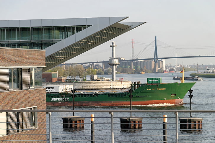 moderno, arquitectura, Hamburgo, vidrio, edificio, fachada, de la nave