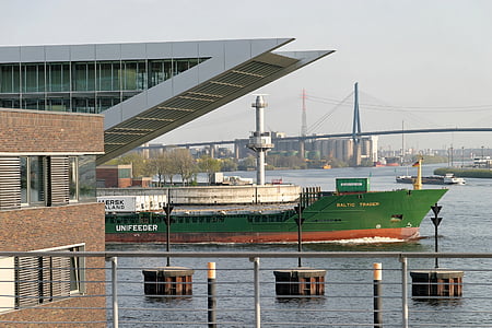 модерни, архитектура, Хамбург, стъкло, сграда, фасада, кораб