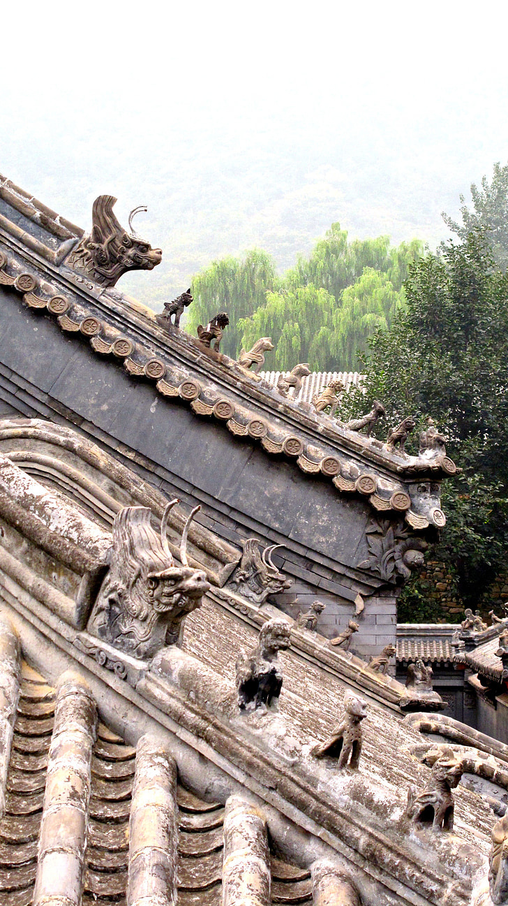 taket, kinesisk, arkitektur, bygge, landemerke, byen, historiske