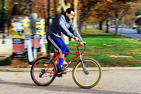 Parque da floresta, Santiago, Chile, ciclista, bicicleta, bicicletas, Parque
