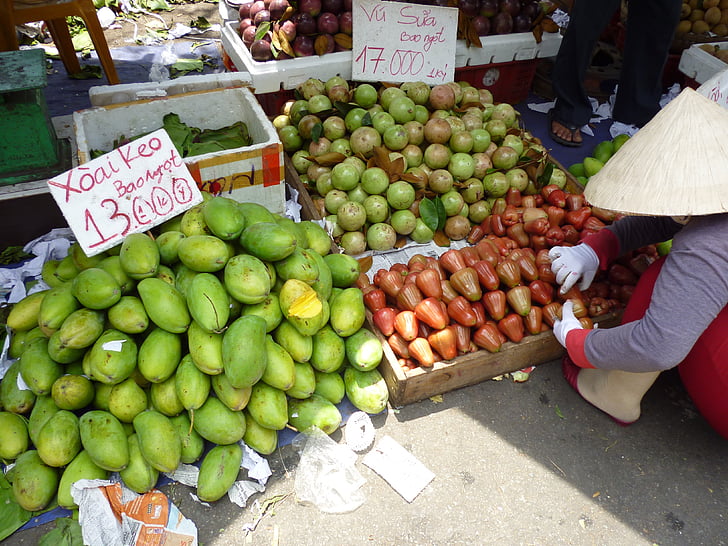 gatvės vaisių pardavėjas, šviežios, vaisiai, Azija, Vietnamas, Ho Či min
