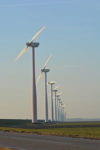 Natura, wiatraki, Holandia, energia wiatrowa, Widok, Knoty, Zielona energia