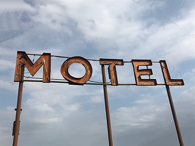 tegn, Motel, retro, neon, vintage, lys, tavlen