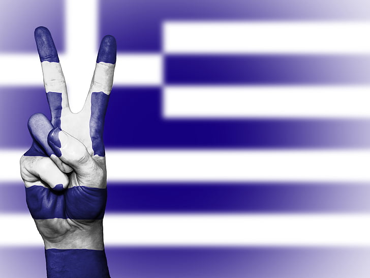 Grècia, Pau, mà, nació, fons, Banner, colors