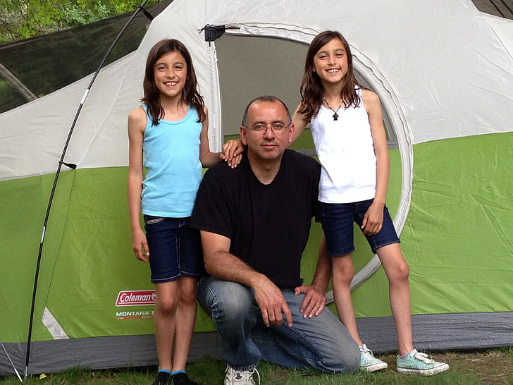 happy family, camping, family, people, vacation, daughter, tent