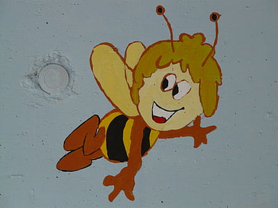 蜂玛雅, 蜜蜂, 卡通人物, 绘图, 图, waldemar bonsels, 插图